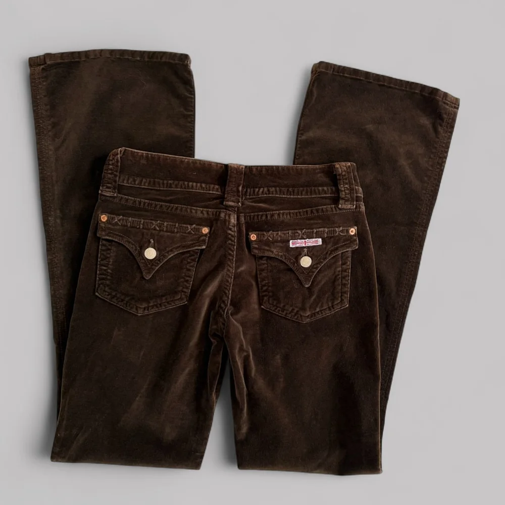VTG Y2K Hudson Jeans Brown Velvet Low Rise Flare Pants Sz 29 - Picture 2 of 9